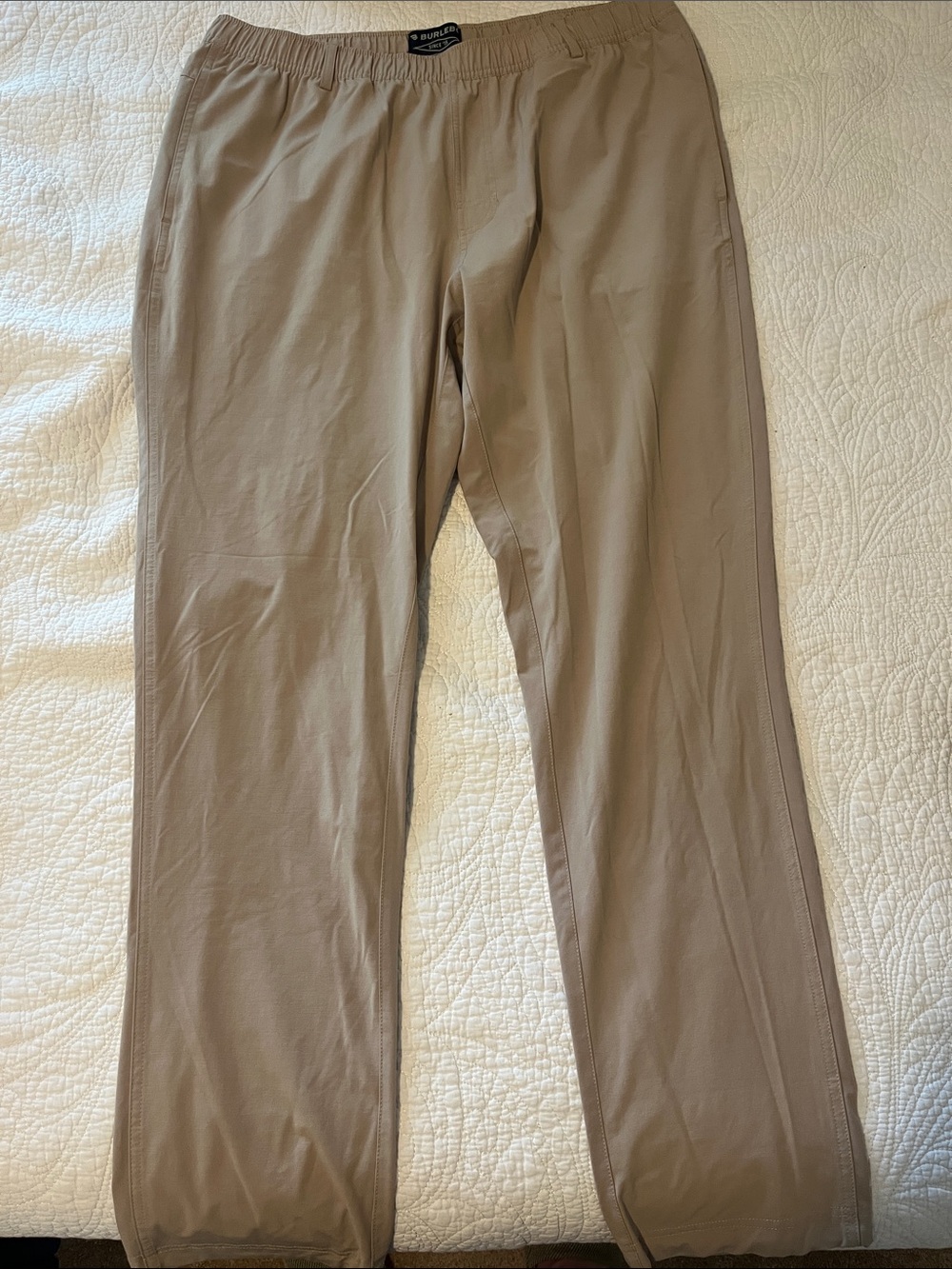 BURLEBO Men’s Elastic-Waist Khaki/Tan Chinos